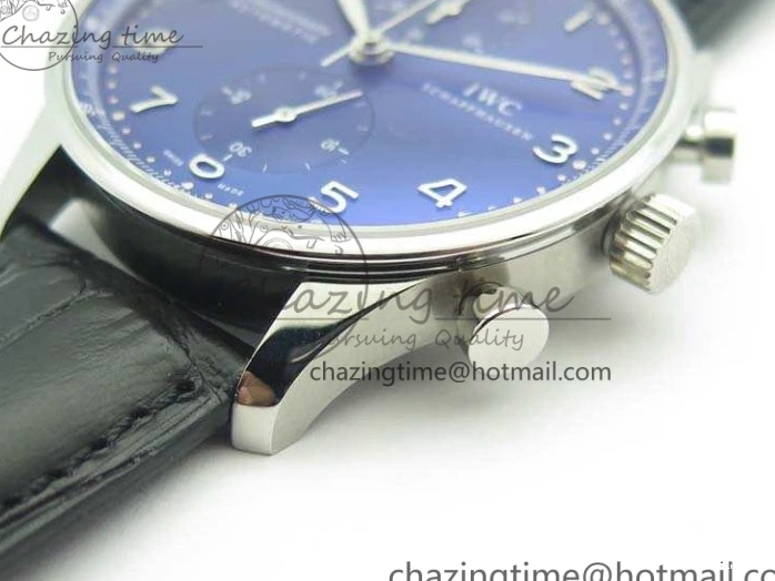 MIROTIME 0208 MoistureWicking Portuguese IW371491 ZF 1:1 Best Edition SS Blue Dial On Leather Strap A79350 (Slim Movement) V 7221